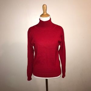 Vintage 1980s Red Comfy Wool MockNeck Sweater